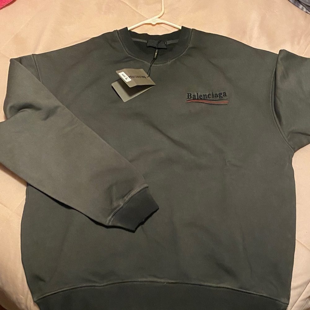 Balenciaga Men's Dark Gray Crewneck Sweater